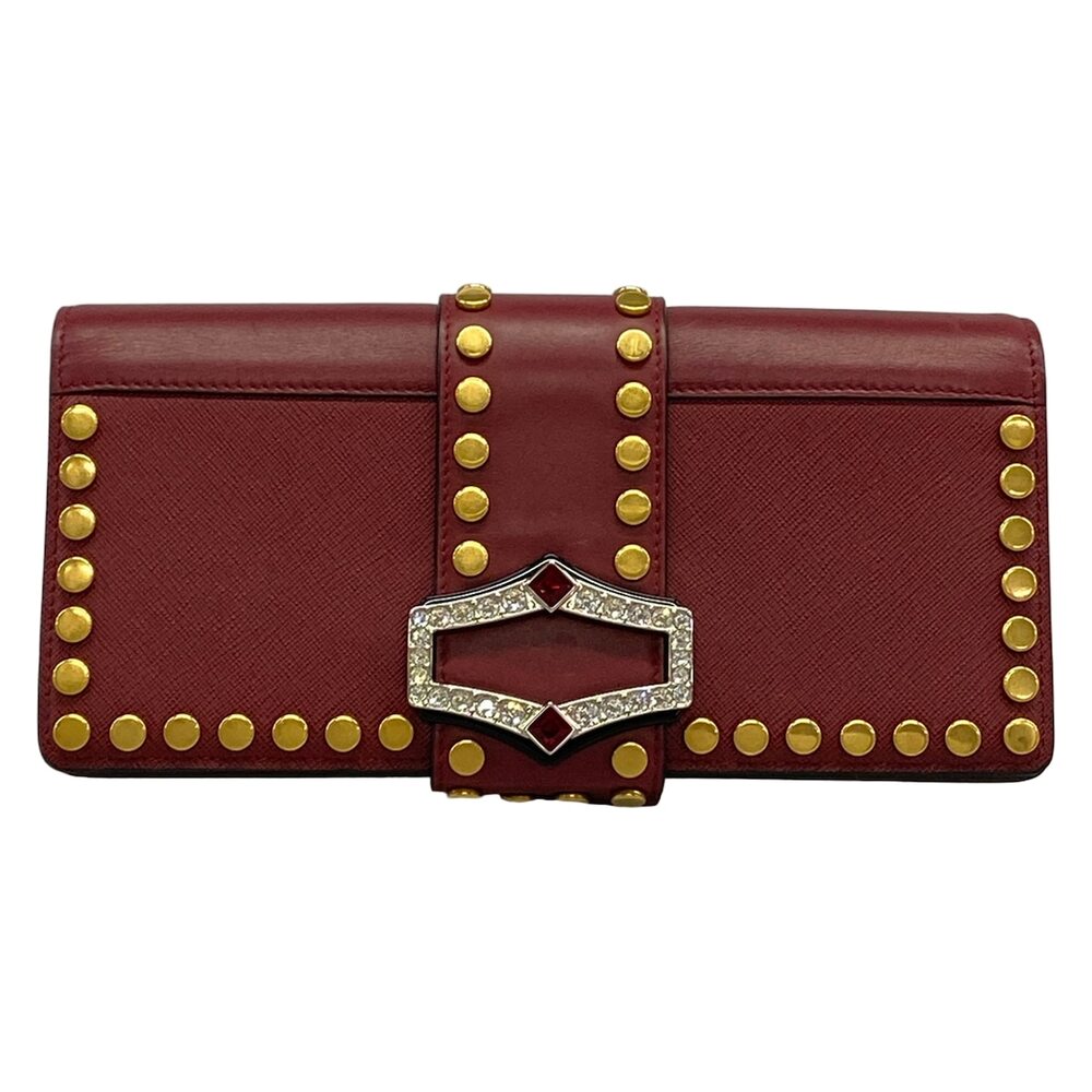 Prada Clutch Bag Bordeaux Gold
